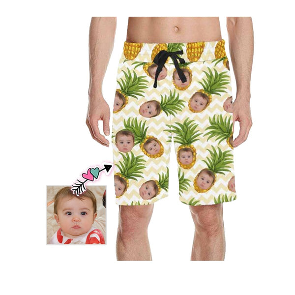 Custom Face In Pineapple Men's All Over Print Casual Shorts