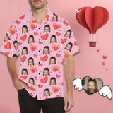 Custom Girlfriend Face Hawaiian Shirt Pink Cute Heart Create Your Own Hawaiian Shirt Birthday Gift