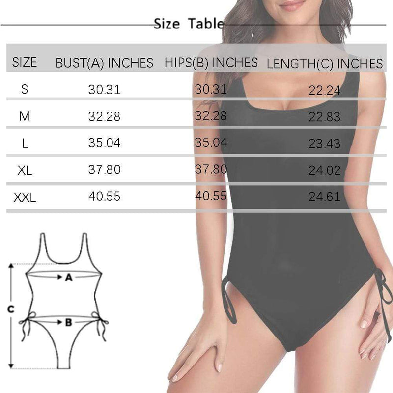 Custom Face&Text My Dad Swimsuits Personalized Women's New Drawstring Side One Piece Bathing Suit&Men's Beach Shorts Honeymoons Party