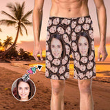 Custom Girlfriend Face Smash Personalized Photo Men's Elastic Beach Short