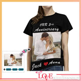 Custom Photo&Year&Name Kiss Anniversary Women's All Over Print T-shirt