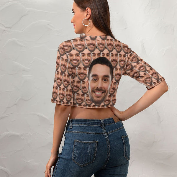 Custom Face Seamless Boyfriend Short Crop T-shirt