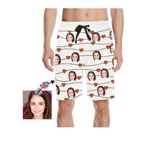 Custom Face Link Love Men's All Over Print Casual Shorts