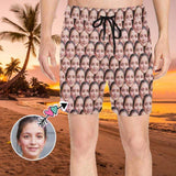 Custom Face Girlfriend Cute Men's Quick Dry Swim Shorts, Personalized Funny Swim Trunks