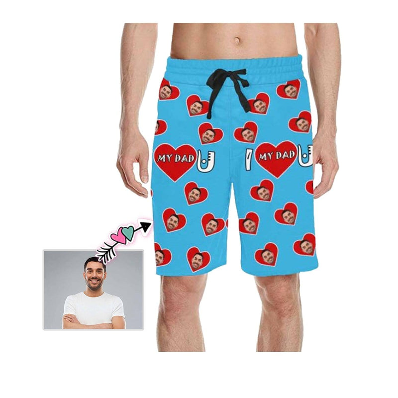 Custom Face Love My Dad Men's All Over Print Casual Shorts