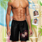 Custom Face Love Together Personalized Photo Men's Elastic Beach Short