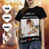 Custom Photo&Year&Name Kiss Anniversary Women's All Over Print T-shirt