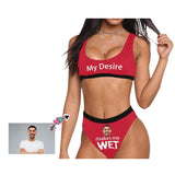 Custom Face Bikini Makes Me Wet Personalized Sport Top & High-Waisted Bikini Swimsuit