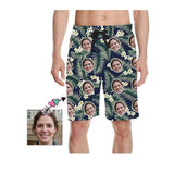 Custom Face Little Flowers Personalized Photo Men's Beach Short-Drawstring Short