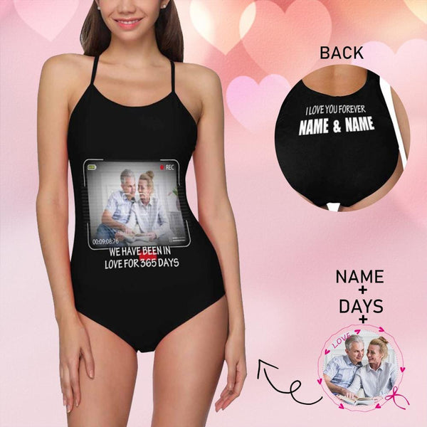 Custom Name&Text&Photo Love You Forever Women's Slip One Piece Swimsuit