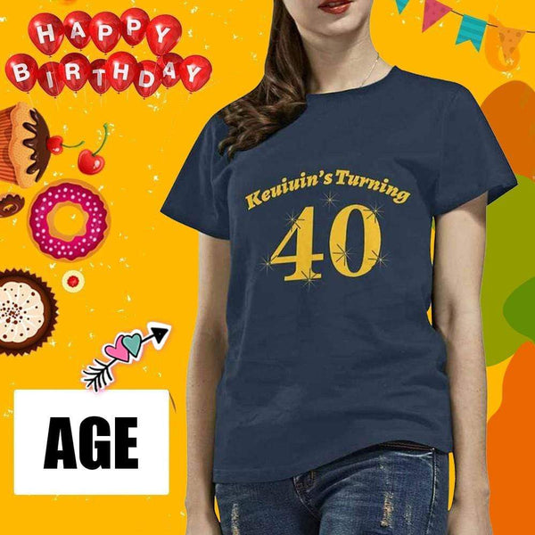 Custom Text Age Deep Blue Women's All Over Print T-shirt