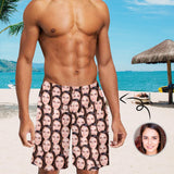 Custom Face Seamless Men's Mid Length Swim Trunks Bathing Suit