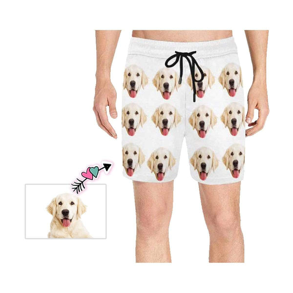 Custom Face Row Simple Men's Quick Dry Swim Shorts, Personalized Funny Swim Trunks