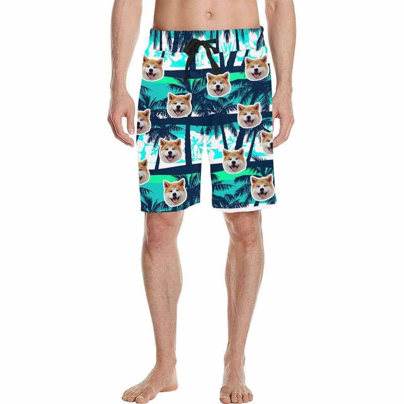 Custom Face Coconut Trees Men's All Over Print Casual Shorts