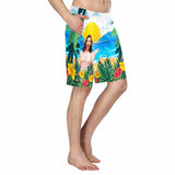 Custom Face Sunset Lover Personalized Photo Men's Elastic Beach Short