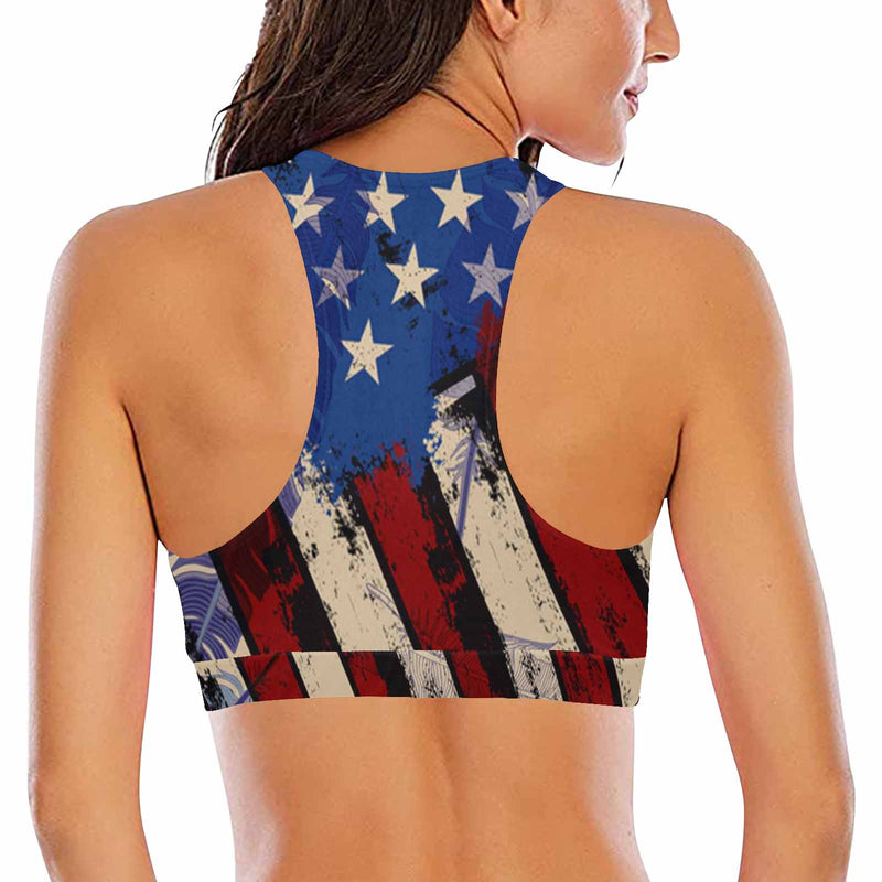 Crewneck Tank Bikini Top - Custom Face Flag Women's Beach Crop High-Neck Bikini Top