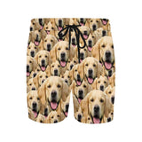 Custom Face Puppy Men's Quick Dry Swim Shorts, Personalized Funny Swim Trunks