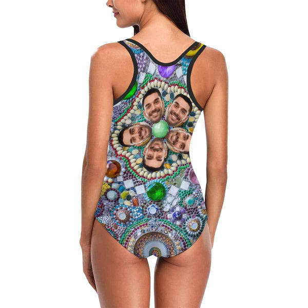 Custom Face Emerald Women's Tank Top Bathing Swimsuit