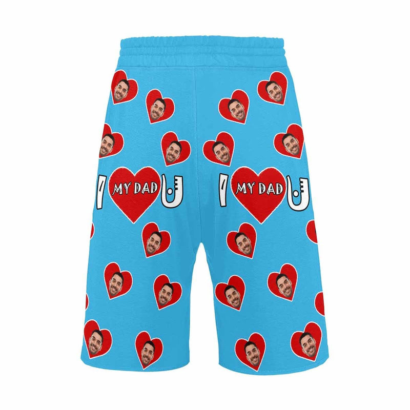 Custom Face Love My Dad Men's All Over Print Casual Shorts