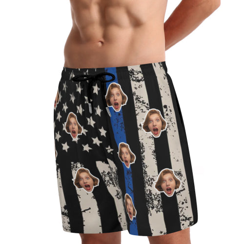 Custom Face Flag Men's Quick Dry 2 in 1 Surfing & Beach Shorts Swim Shorts