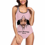 Custom Face&Text Pull Away Women's Tank Top Bathing Swimsuit