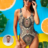 Custom Face Snake Women's New Drawstring Side One Piece Swimsuits