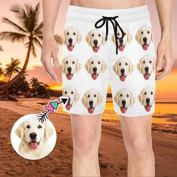 Custom Face Row Simple Men's Quick Dry Swim Shorts, Personalized Funny Swim Trunks