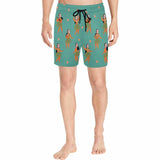 Custom Face Hawaiian Style Men's Quick Dry Swim Shorts, Personalized Funny Swim Trunks