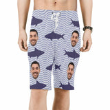 Custom Father Face Shark Men's Beach Shorts