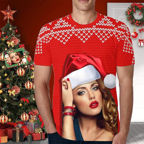 Custom Photo Happy Christmas T-shirt Made for You Custom T-shirt Create Your Own Shirt for Him