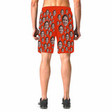 Custom Face Red Simple Men's Elastic Beach Shorts