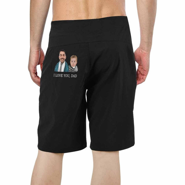 Custom Face Love You Dad Men's All Over Print Beach Shorts