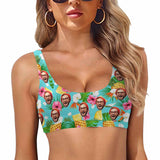 Sport Top-Custom Boyfriend Face Personalized Flower And Pineapple Bikini Swimsuit Top