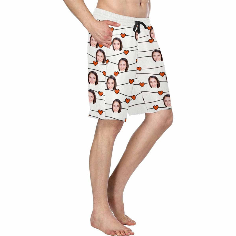 Custom Face Link Love Men's All Over Print Casual Shorts