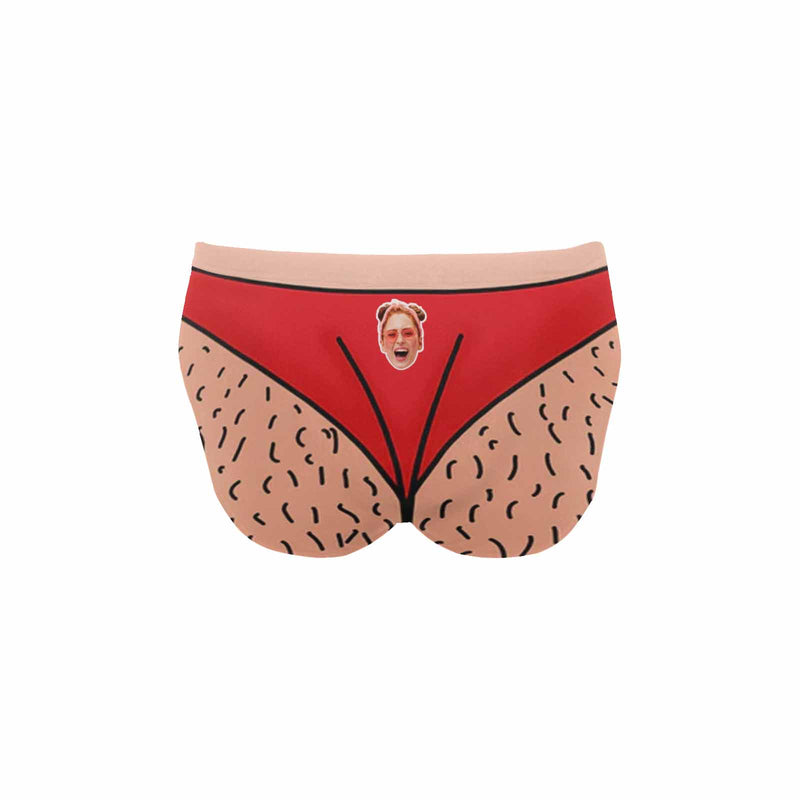 Custom Face Red And Flesh Color Swim Shorts Personalized Naughty Swim Briefs With Face