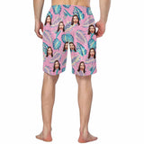 Custom Face Pink Personalized Photo Men's Elastic Beach Short