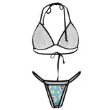 Custom Face Sexy Triganle Bikini Personalized Face Blue Bikini Swimsuit Gift