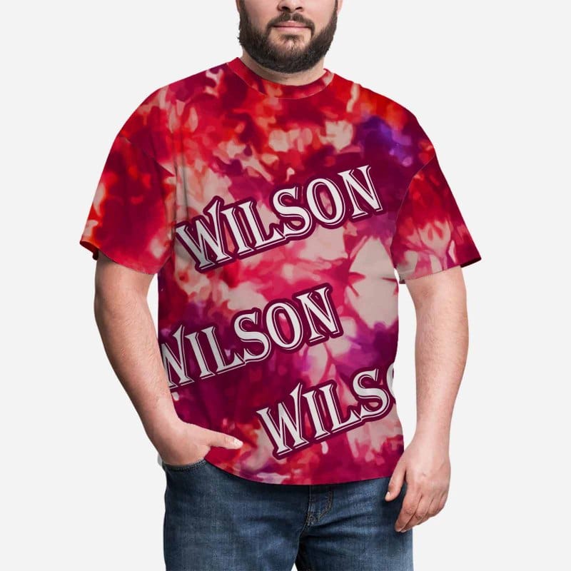 Custom Name Red Tie Dye Men's T-shirt Print Your Own Personalized Shirt for Him Unique Shirt Gift