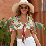 Custom Face Flamingo And Flower Swim Bikini Cover Up Dress Personalised Short Sarongs Beach Wrap