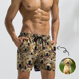 Custom Face Puppy Men's Quick Dry Swim Shorts, Personalized Funny Swim Trunks