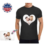 Custom Photo Loving Couple White Love Romance Heavy Cotton T-Shirt Put Your Image on A Tshirt