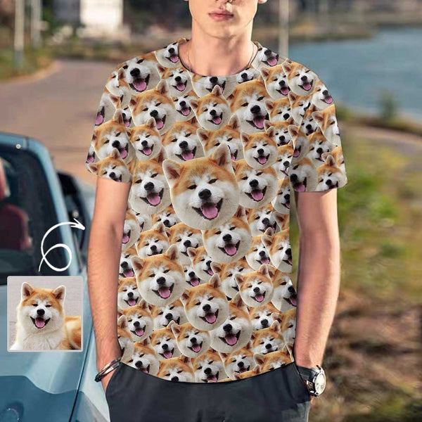 Custom Face Design Tshirt with Cute Dogs Design Your Own Pet Face Tshirt Put Your Dog on A Shirt for Him