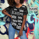 Custom Name Grey Dot Women's All Over Print T-shirt