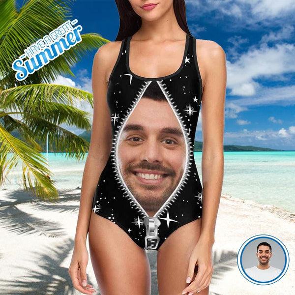 Custom Face Shiny Star Night Women's Tank Top Bathing Swimsuit