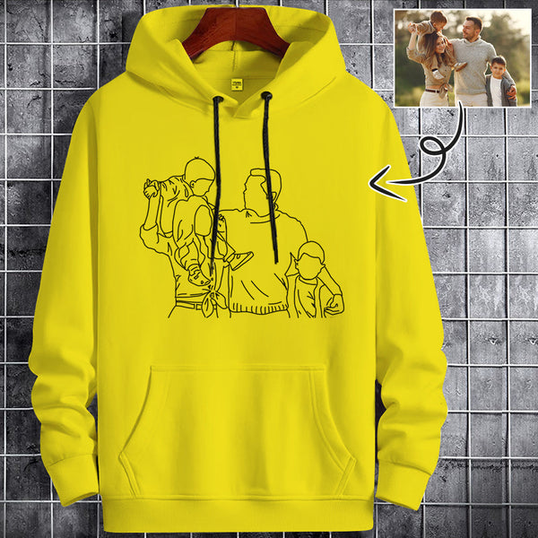 Custom Portrait Outline Shirt, Line Art Photo Shirt For Male, Custom Men's All Over Print Hoodie, Photo Outline Outfit For Family