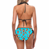 Custom Face Blue Personalized Bikini Swimsuit Birthday Pool Party