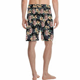 Custom Face Yellow Flowers Personalized Photo Men's Beach Short-Drawstring Short