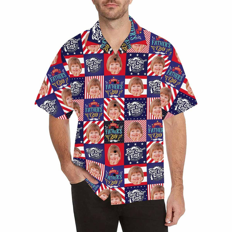 Custom Face Best Wish For Dad Men's All Over Print Hawaiian Shirt