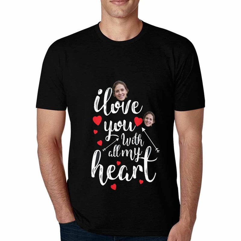 Custom Face I Love You With All My Heart Men's All Over Print T-shirt