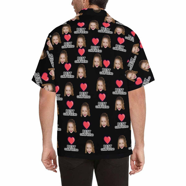 Custom Face Best Girlfriend Red Heart Men's Hawaiian Shirt